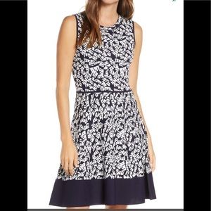Eliza J Print Fit & Flare Sweater Dress